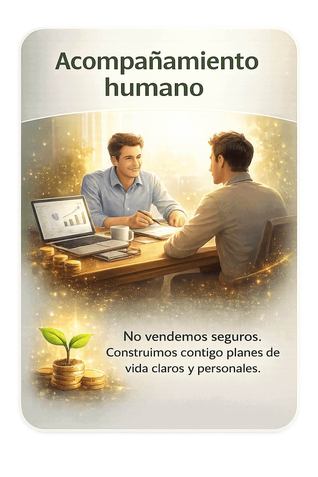 Asesor financiero acompañando personalmente a un cliente en la creación de su plan de vida y protección