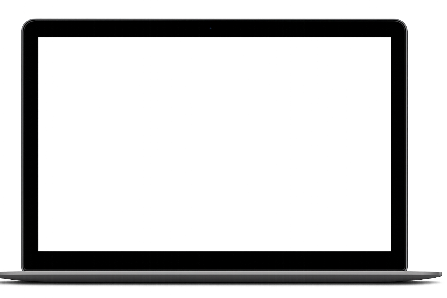 Mockup de laptop moderna con pantalla vacía y transparente, ideal para presentar diseños web o aplicaciones digitales.